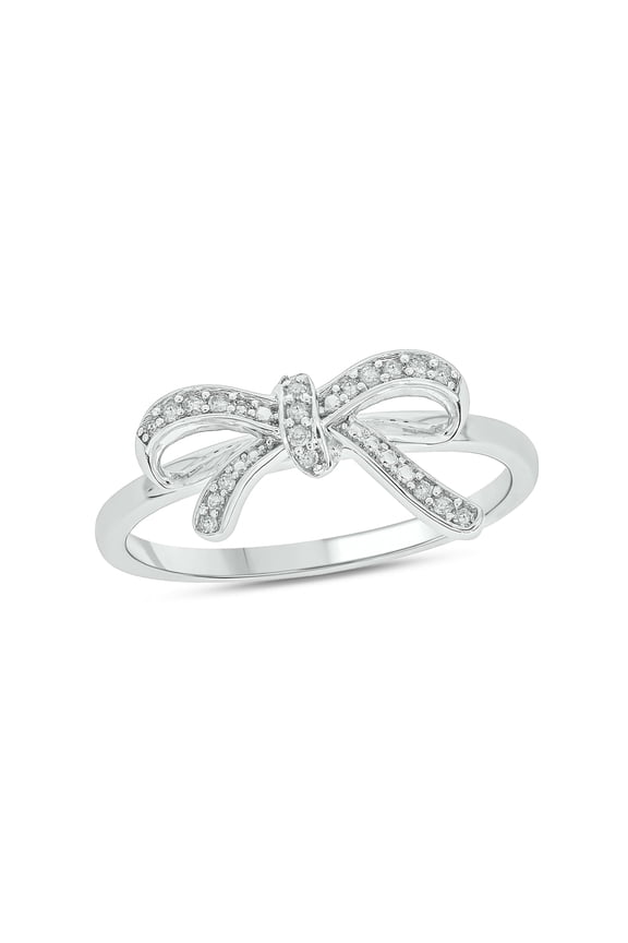 1/10 Ct Natural Diamond Bow Ring for Women in 925 Sterling Silver | Fashion Ring | Diamond Jewelry Gift for Her