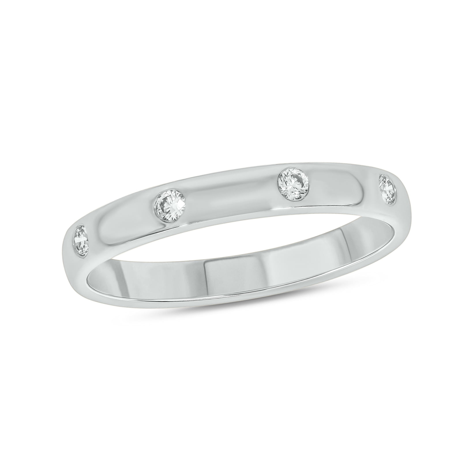 Cali Trove 1/10 Ct Natural Diamond Grooved Stackable Band Ring for ...