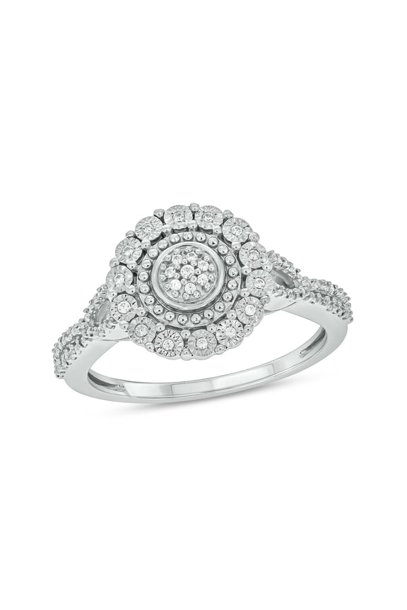 1/10 Ct Natural Diamond Ring for Women in 925 Sterling Silver | Round Cluster Diamond Fashion Ring | Elegant Occasion Jewelry | Anniversary Gift | Diamond Jewelry for Her