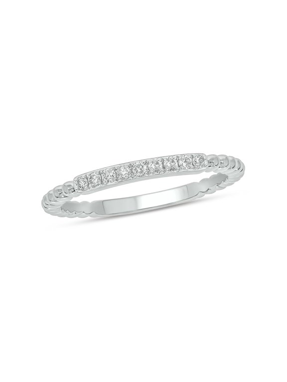1/10 Ct Natural Diamond Stackable Band Ring for Women in 925 Sterling Silver White Yellow and Rose Gold Minimal Wedding Anniversary Jewelry Gift for Her