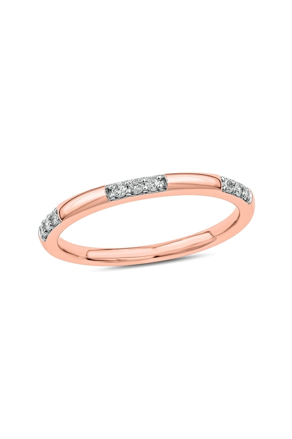 1/10 Ct Natural Diamond Stackable Band Ring for Women in 925 Sterling Silver White Yellow and Rose Gold Minimal Wedding Graduation Anniversary Jewelry Gift for Her