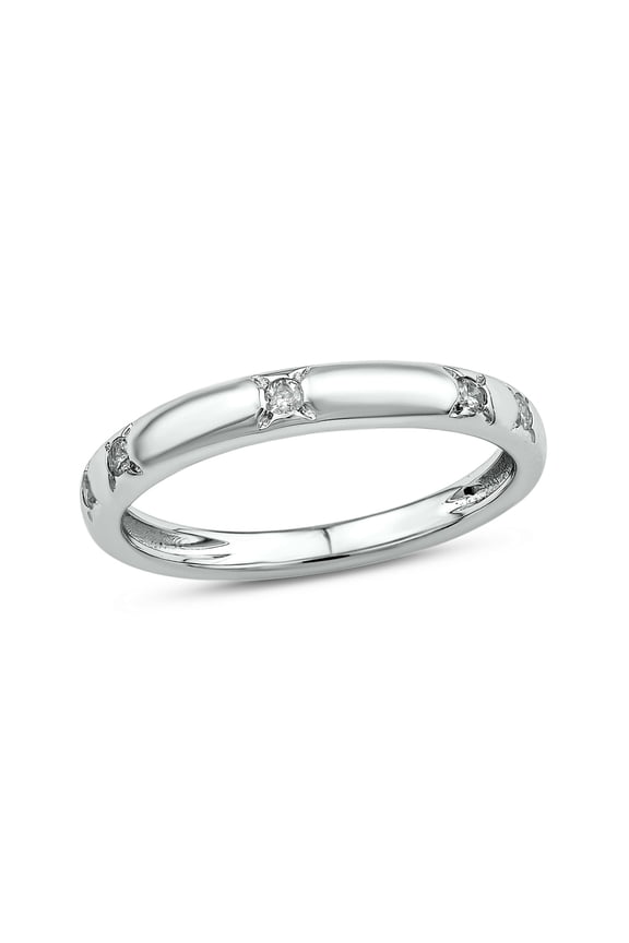 1/10 Ct Natural Diamond Stackable Band Ring for Women in 925 Sterling Silver Minimal Wedding Anniversary Graduation Jewelry Gift for Her