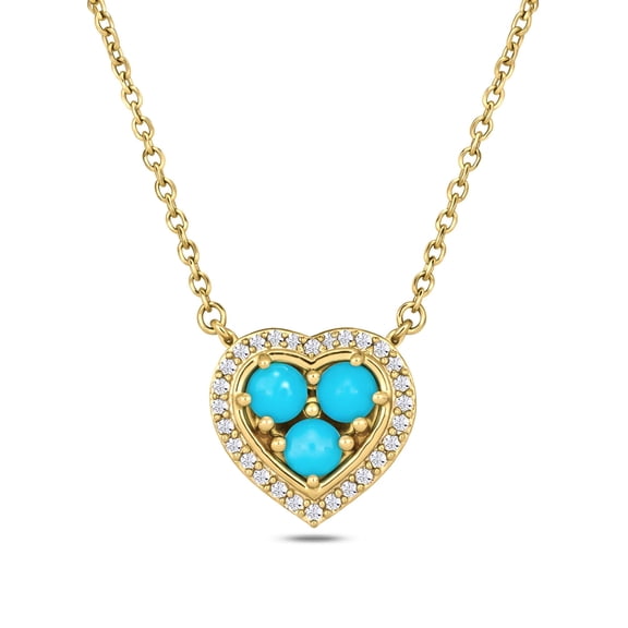Cali Trove 1/10 ct. t.w. Diamond & Turquoise Heart Pendant Necklace Gold Vermeil, 18"
