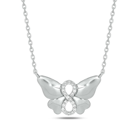 Cali Trove 1/20 Ct Diamond Butterfly Infinity Necklace | 925 Sterling Silver Butterfly Pendant | Necklace for Her