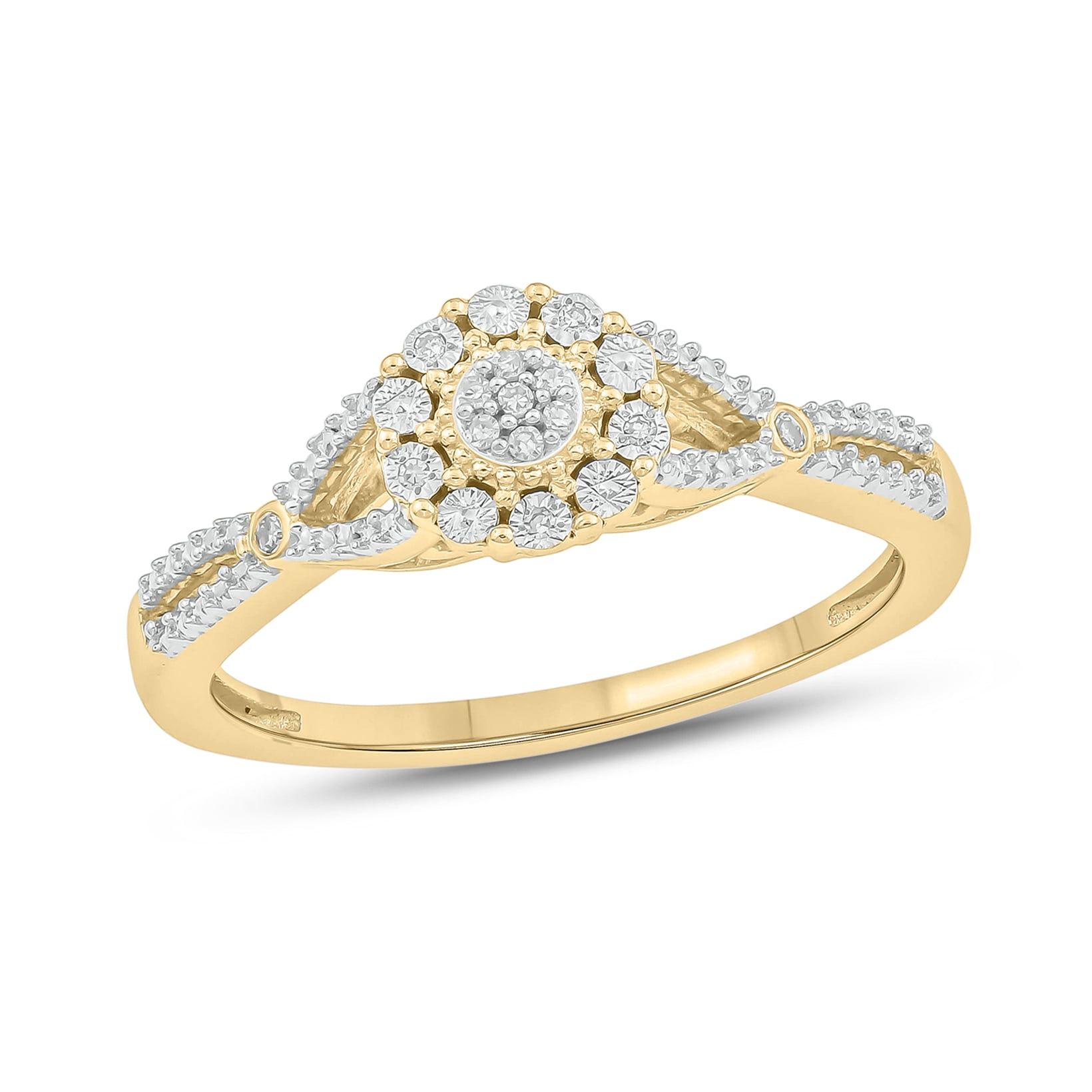 Cali Trove 1/20 Ct Natural Diamond Cluster Ring in 14KT Yellow Gold ...