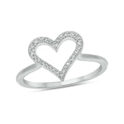 Cali Trove 1/20 Ct Natural Diamond Heart Ring for Women in 925 Sterling Silver | Minimal Fashion Ring | Diamond Jewelry Gift for Her