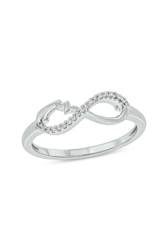 1/20 Ct Natural Diamond Interlocked Infinity Ring for Women in 925 Sterling Silver Slim Fashion Band Promise Anniversary Bridesmaid Gift for Her