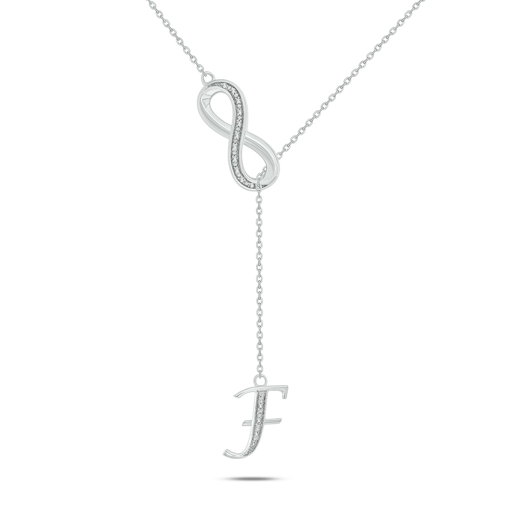 Cali Trove 1/20 ct Natural Diamond Infinity Necklace Letter F in 925 ...