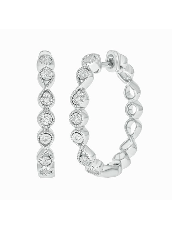 1/20 ct Natural White Diamond Huggie Hoop Earrings For Women