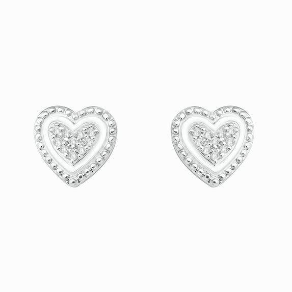 Cali Trove ,1/20 Ct Natural White Diamonds 925 Sterling Silver Heart Stud Earrings for Women