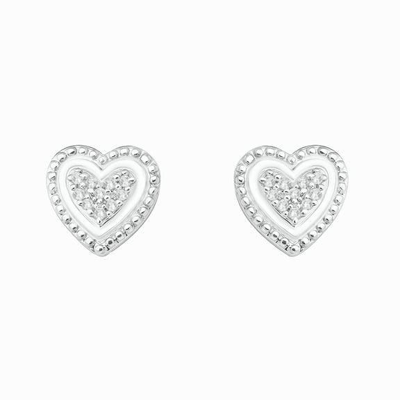 Cali Trove ,1/20 Ct Natural White Diamonds 925 Sterling Silver Heart Stud Earrings for Women