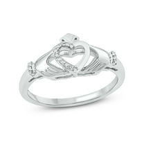 Cali Trove Diamond Claddagh Ring for Women, 1/20 CTTW, 925 Sterling Silver, Irish Love and Friendship