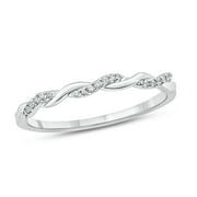 Cali Trove, 1/20cttw Diamond Stackable Ring for Women in 10k Rose Gold, Women's Diamond Twist Anniversary Band, Women's Rose Gold Stacking Anniversary Ring with Diamond Accent