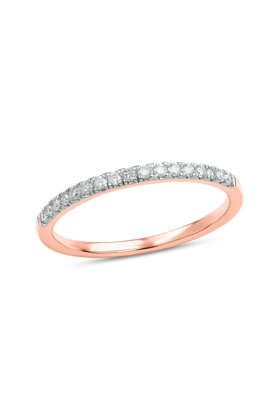 1/6 Ct Natural Diamond Eternity Band Ring for Women in 18KT Rose Gold Vermeil over 925 Sterling Silver Stackable Anniversary Promise Jewelry