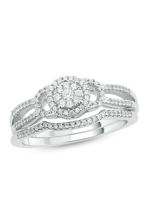 10K White Gold 1/3 Carat Round White Diamond Bridal Composite Ring