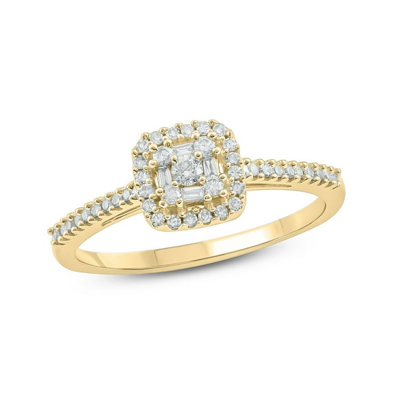 Cali Trove 10K White Gold 1/4ct TDW Round Baguette White Diamond Square Frame Fashion Ring