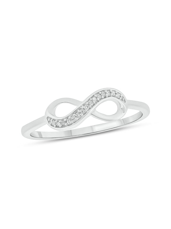 10kt White Gold 1/20 CTTW Round White Diamond Infinity Ring