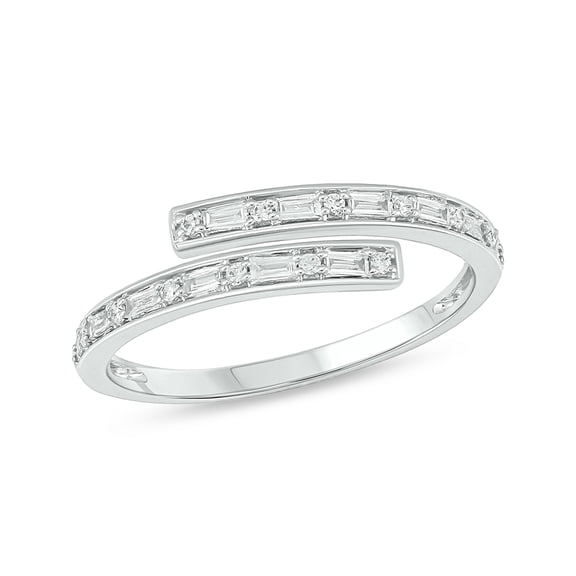 Cali Trove 14K White Rose Gold 1/5ct TDW Round Baguette White Diamond Fashion Ring