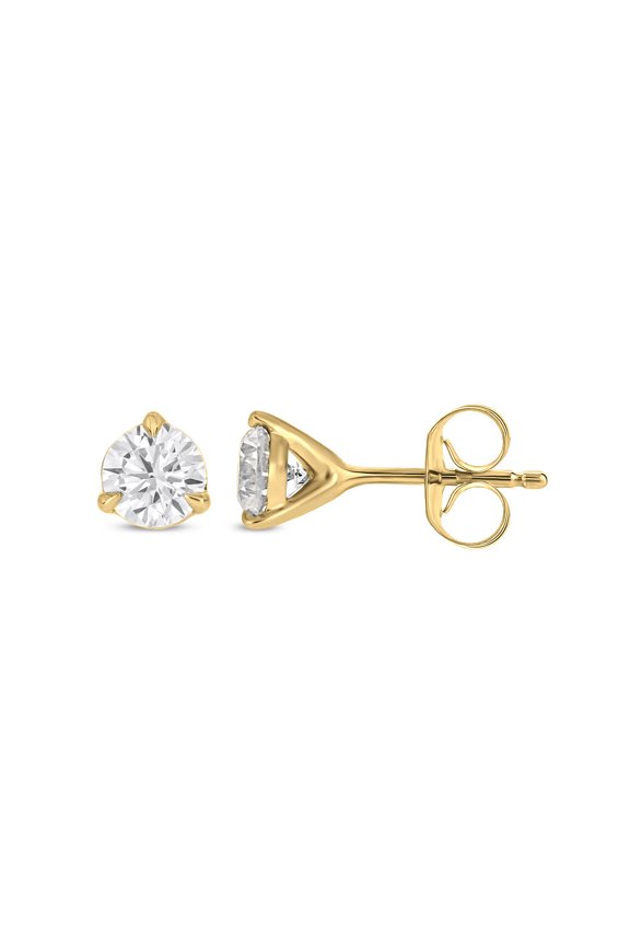 5 ct. t.w. Lab Grown Diamond 3-Prong Martini Solitaire Stud Earrings for Women in 14K Solid Yellow Gold