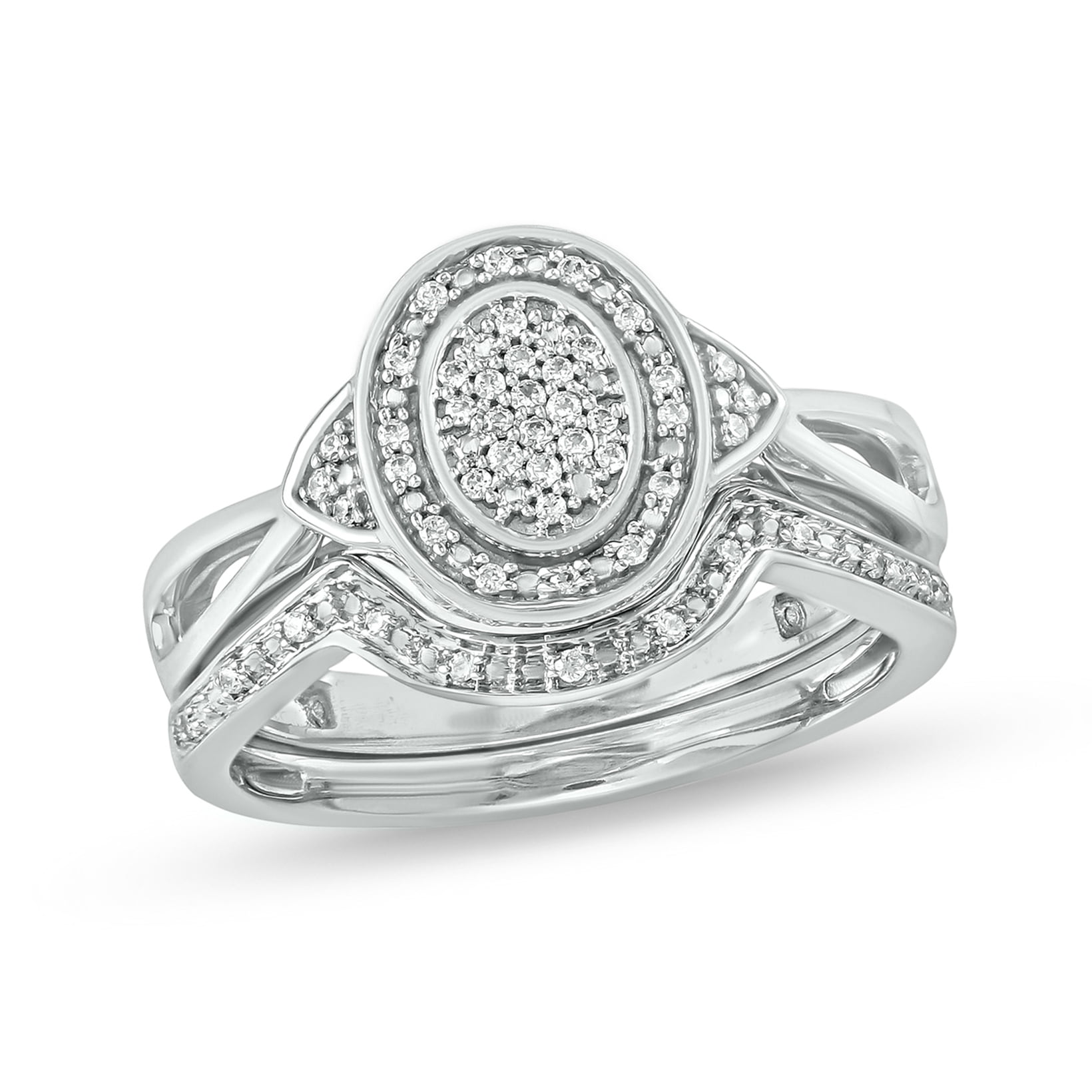 Cali Trove Bridal Ring Set 1/6 Ct Natural Diamond Oval Halo Engagement ...