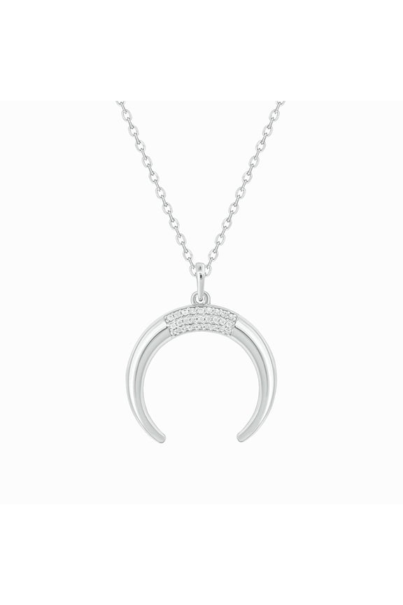 Crescent Moon Pendant Necklace 1/20 Carat Natural Diamonds in 925 Sterling Silver Celestial Jewelry Whimsical Jewelry Gift for Women Dainty Pendants for Women