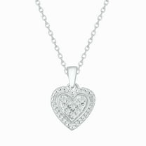 Cali Trove Diamond Heart Pendant Necklace 1/20 Ct Natural Diamonds 925 Sterling Silver Dainty Gift for Women