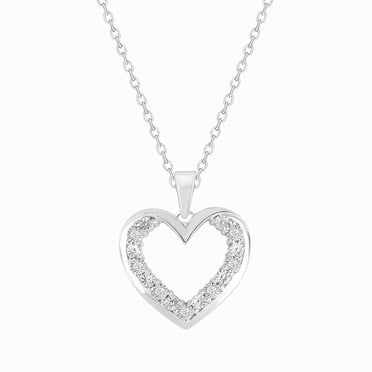 Cali Trove 1/20 ct. Diamond Heart Pendant Necklace in 925 Sterling Silver for Women