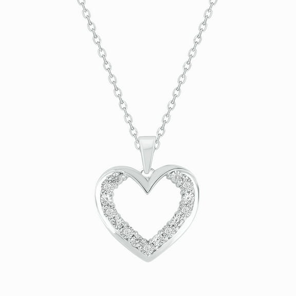 Cali Trove Diamond Heart Pendant Necklace 1/20 Ct in 925 Sterling Silver 18 Inch Chain Gift for Women