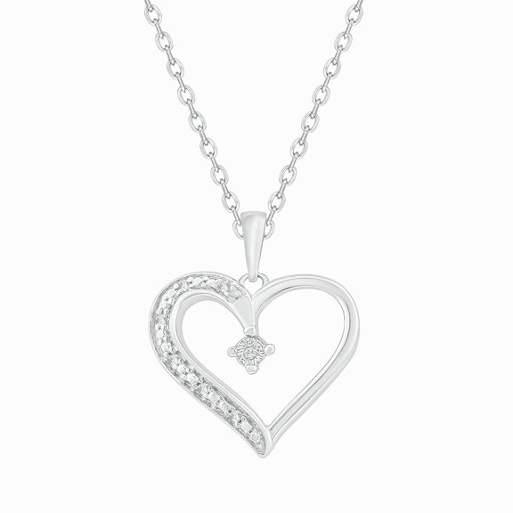 Cali Trove Diamond Heart Pendant Necklace 1/20 Ct in Sterling Silver
