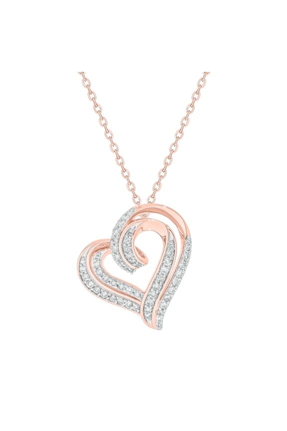 Diamond Heart Pendant Necklace for Women 1/2 Ct Natural Diamonds 18KT Rose Gold Vermeil Over Sterling Silver
