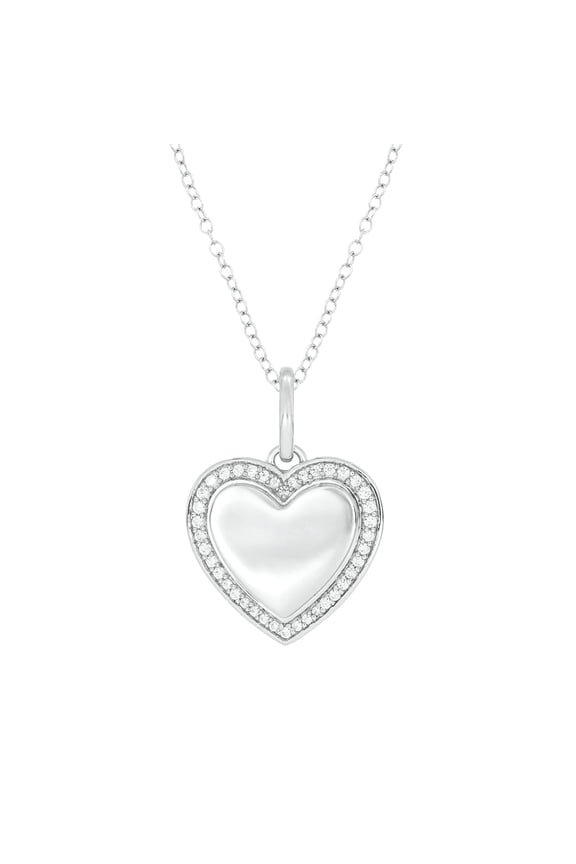 Diamond Heart Pendant Necklace for Women 1/5 Ct Natural Diamonds 925 Sterling Silver Engravable Custom Jewelry Gift
