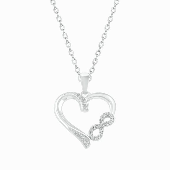 Cali Trove Diamond Infinity Heart Pendant Necklace for Women 1/10 Ct Natural Diamonds 925 Sterling Silver Open Heart Infinity Symbol Gift for Valentine’s Day Mother's Day