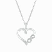 Cali Trove Diamond Infinity Heart Pendant Necklace for Women 1/10 Ct Natural Diamonds 925 Sterling Silver Open Heart Infinity Symbol Gift for Valentine s Day Mothers Day