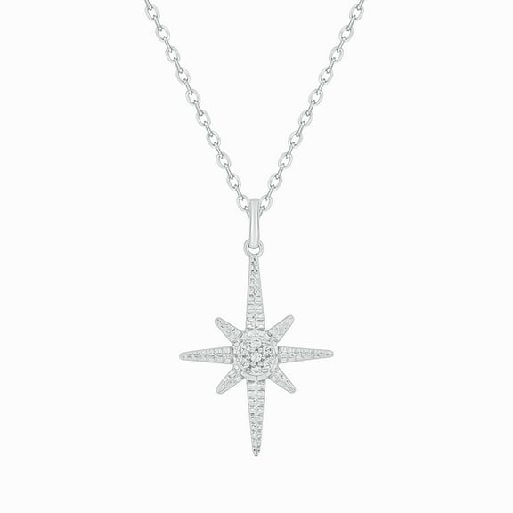 Cali Trove Diamond North Star Pendant Necklace 1/10 Ct Natural Diamonds 925 Sterling Silver Symbolic Jewelry Gift
