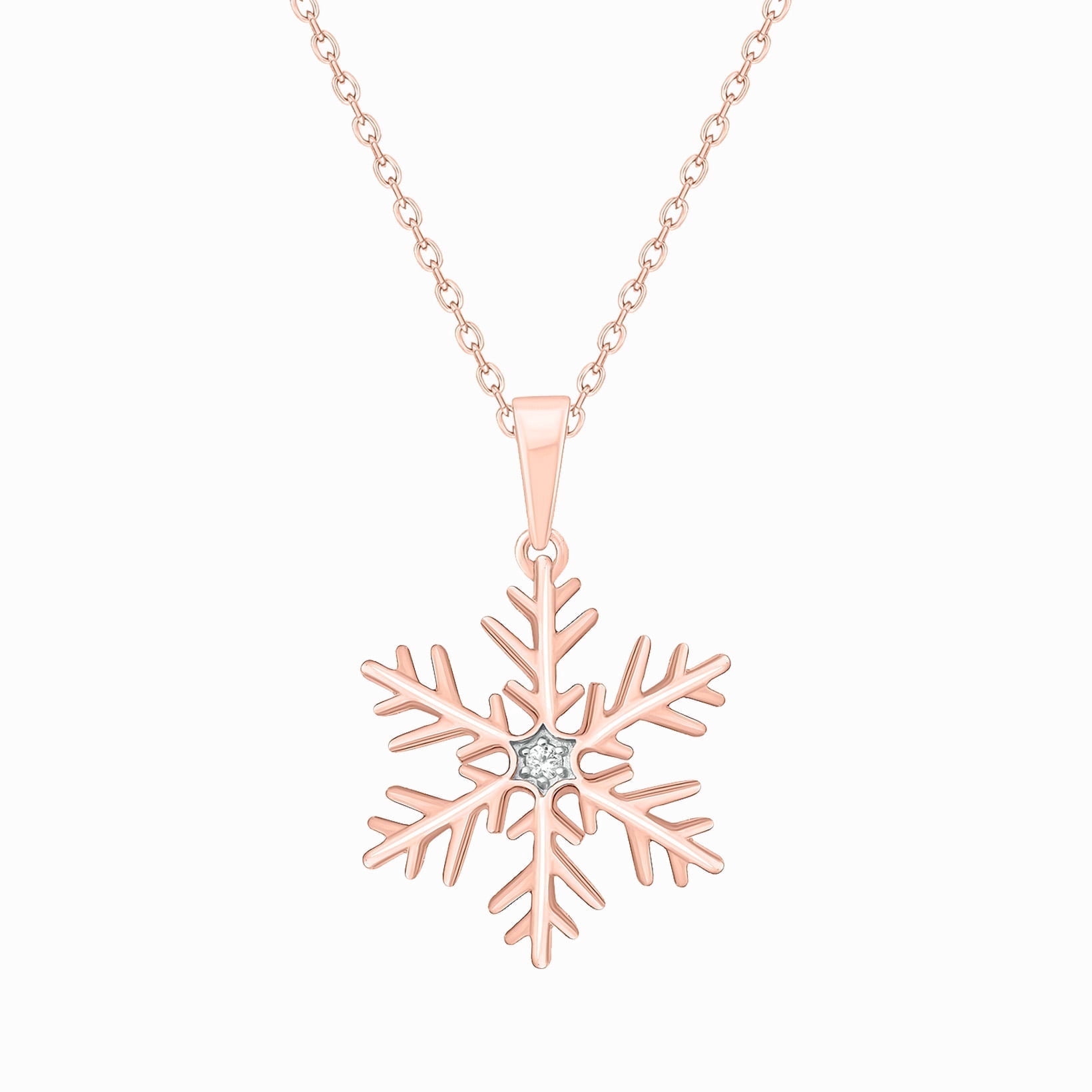 Cali Trove Diamond Snowflake Pendant Necklace, 1/20 Ct Natural Diamond ...