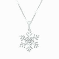 Cali Trove Diamond Snowflake Pendant Necklace, 1/20 Ct Natural Diamond, 925 Sterling Silver, 18" Chain, Winter Jewelry Gift for Women