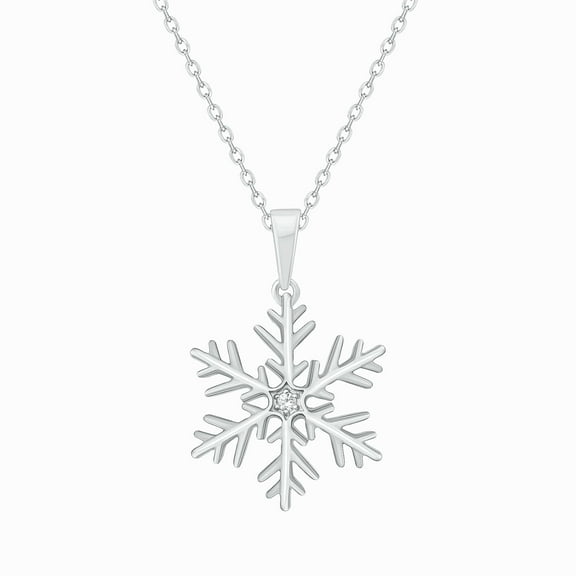 Cali Trove Diamond Snowflake Pendant Necklace, 1/20 Ct Natural Diamond, 925 Sterling Silver, 18" Chain, Winter Jewelry Gift for Women