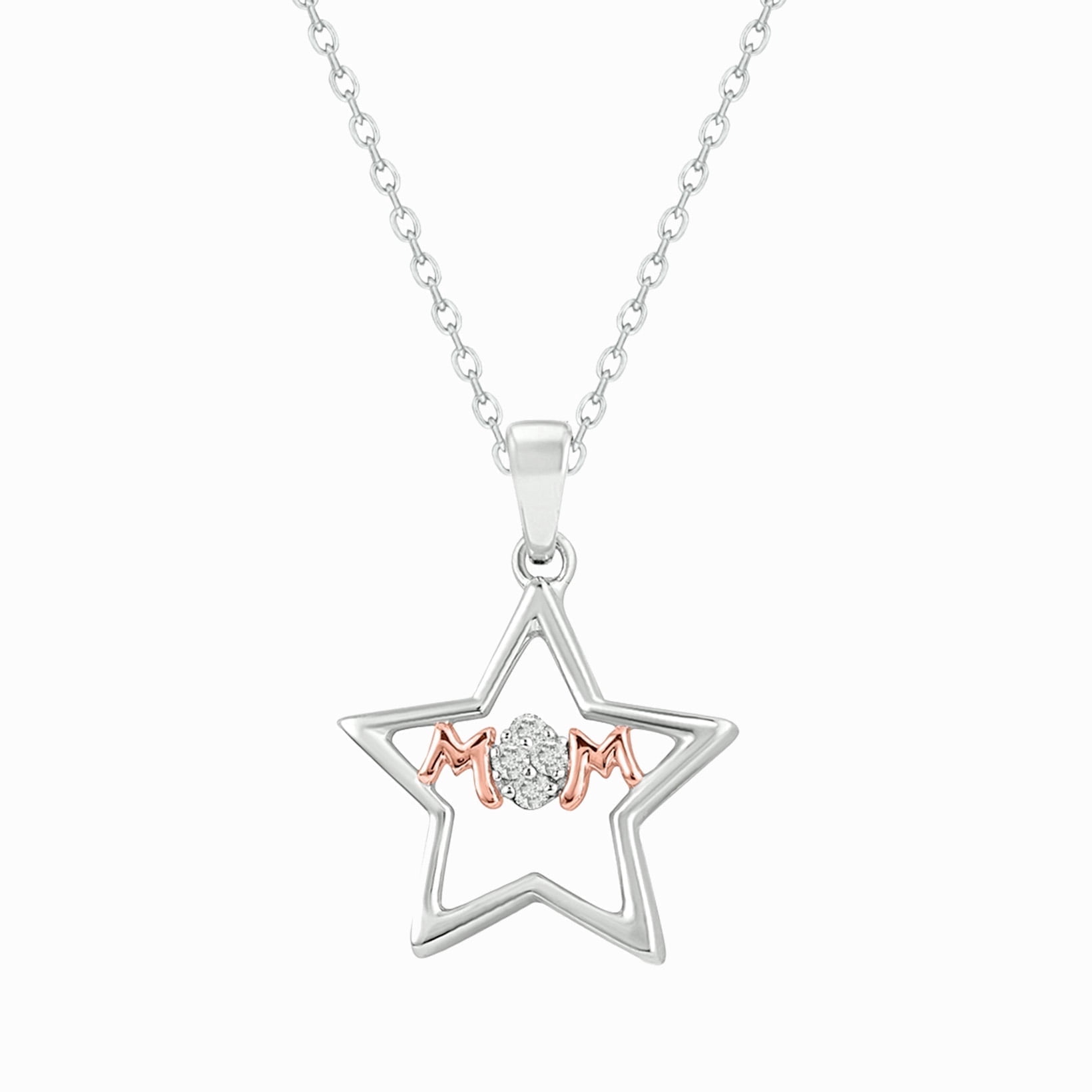 Cali Trove Diamond Star Pendant Necklace, 1/20 Ct Natural Diamond, 925 ...