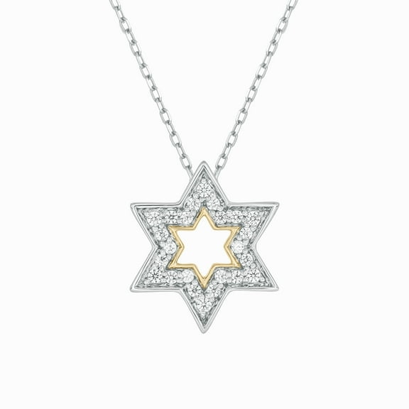 Cali Trove Diamond Star of David Pendant Necklace 1/10 Ct Natural Diamonds Spiritual Jewelry