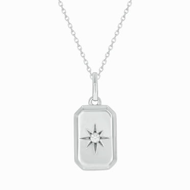 Cali Trove 1/20 ct. Natural Diamond Starburst Tag Pendant Necklace in 925 Sterling Silver