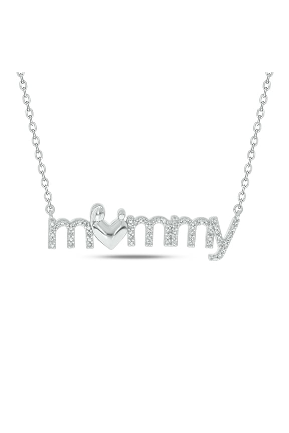 Necklace for Mother | Mommy Necklace in 925 Sterling Silver | 1/10 Natural Diamond Necklace