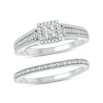 Cali Trove Sterling Silver 1/5ct TDW Round Shape Natural Diamond 2 Piece Claddagh Bridal Ring Set Size 8