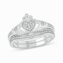 Cali Trove Sterling Silver 1/5ct TDW Round White Diamond 2 Piece Claddagh Bridal Ring Set for women