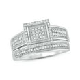 thumbnail image 1 of Cali Trove Sterling Silver 5/8 CT Round White Diamond Princess Cut Diamond Cluster Wedding Engagement Ring Set, 1 of 6
