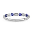 thumbnail image 1 of Cali Trove Sterling Silver Diamond Accent Round White Diamond Blue Sapphire Wedding Band Ring, 1 of 6