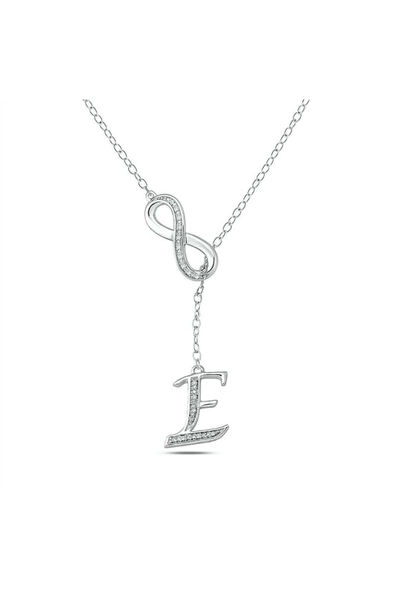 Sterling Silver Diamond Acdent "E" Alphabet Fashion Necklace Pendant for women