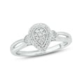 thumbnail image 1 of Cali Trove White Streling Silver 1/10ct TDW Round White Diamond Pear Frame Promise Ring, 1 of 7
