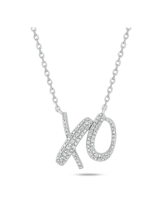 XO Necklace in 925 Sterling Silver | 1/5 Ct Natural Diamond Necklace for Women