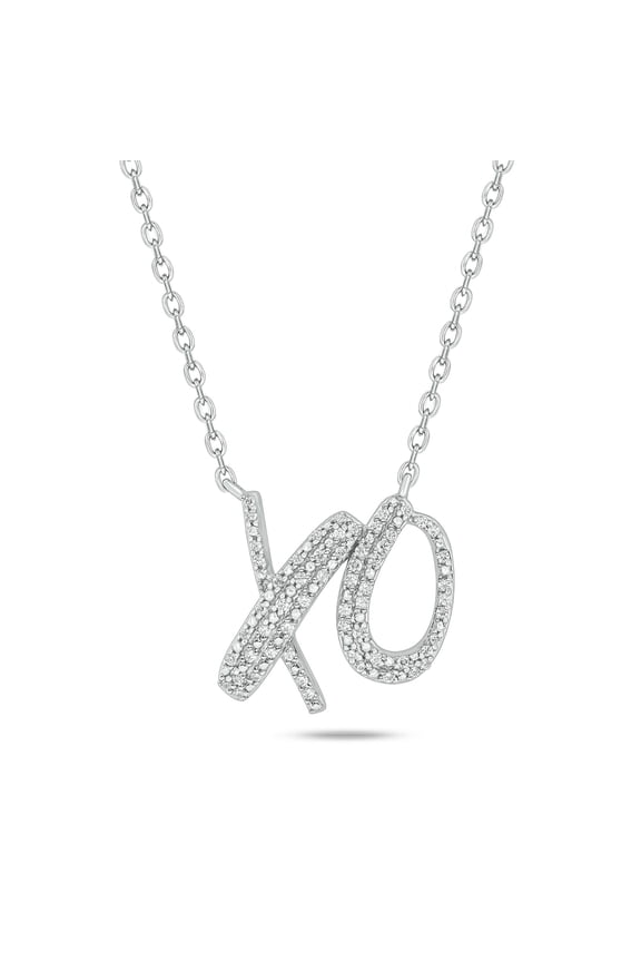 XO Necklace in 925 Sterling Silver | 1/5 Ct Natural Diamond Necklace for Women