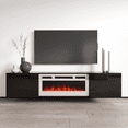 thumbnail image 1 of Cali WH-EF Floating Fireplace TV Stand for TVs up to 80", Modern High Gloss 72" Entertainment Center, Wall Mounted Electric Fireplace TV Media Console with Storage Cabinets, 1 of 7